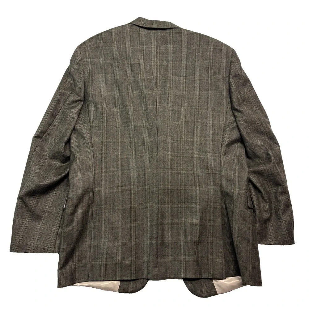 Hart Schaffner‎ Marx 42R Brown Plaid Flannel Wool Blazer Jacket Sport Suit Coat